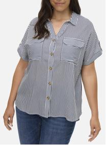 Chemises Chemise à rayures droite - 10311662 femme bleu Vero Moda Curve Chemises Chemise à rayures droite - 10311662 femme bleu Bleu
