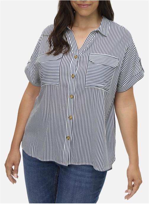 Vero Moda Curve Chemises Chemise à rayures droite - 10311662 femme bleu