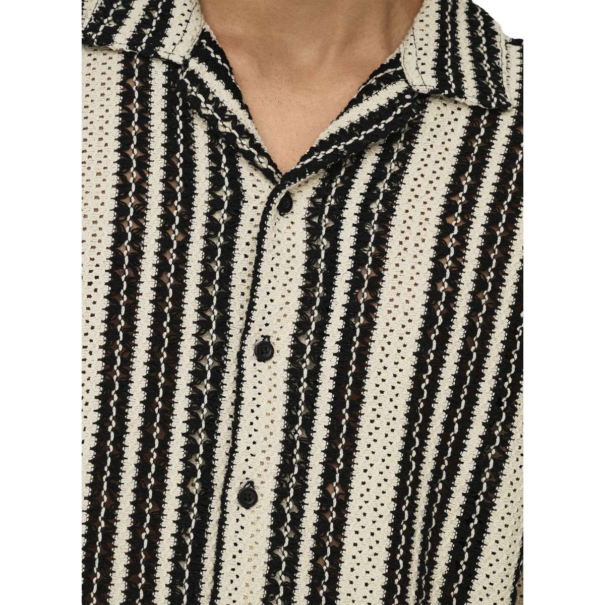 Chemises Chemise à motifs droite ONSDANI CROCHET SS SHIRT NOOS - 22030511 homme beige Only & Sons Chemises Chemise à motifs droite ONSDANI CROCHET SS SHIRT NOOS - 22030511 homme beige Beige