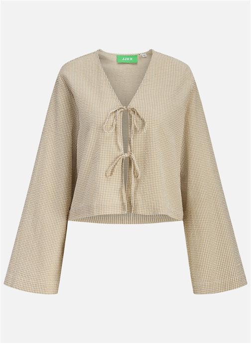 JJXX Chemises Chemisier coton biologique à carreaux femme beige