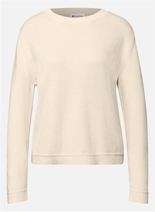Street One Pulls Pull coton col rond droit - 303766 femme beige