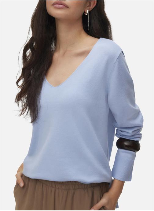 Vero Moda Pulls Pull col v ajusté - 10320451 femme bleu