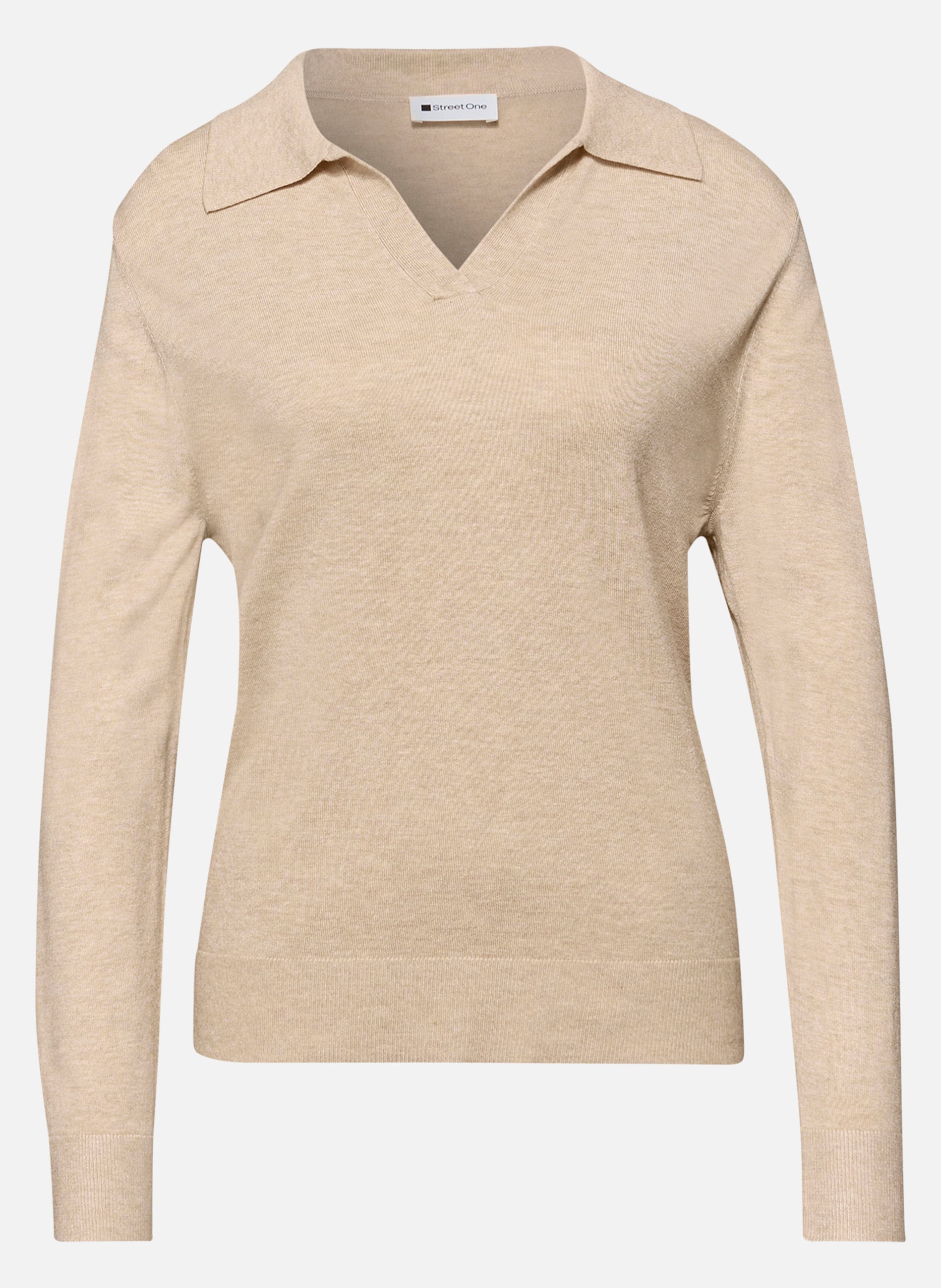 Pulls Polo ajusté - 303769 femme beige Street One Pulls Polo ajusté - 303769 femme beige Beige