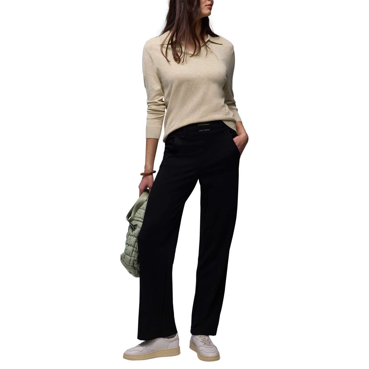 Pulls Polo ajusté - 303769 femme beige Street One Pulls Polo ajusté - 303769 femme beige Beige