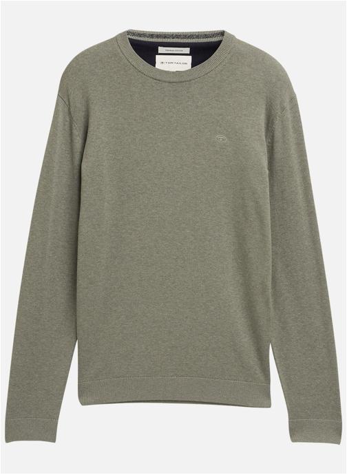 Tom Tailor Pulls Pull coton col rond droit - 1039810 homme vert