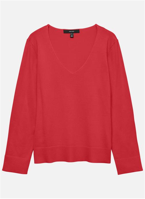 Vero Moda Pulls Pull col v ajusté - 10320451 femme rouge