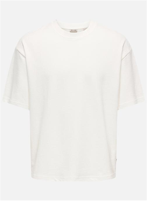 Only & Sons Tee-shirts T-shirt coton oversize ONSLENNY OVZ SS STRCT TEE NOOS - 22036392 homme blanc