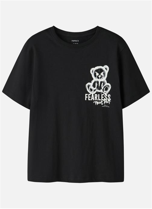 Name it Tee-shirts T-shirt coton biologique col rond droit - 13253718 garçon noir