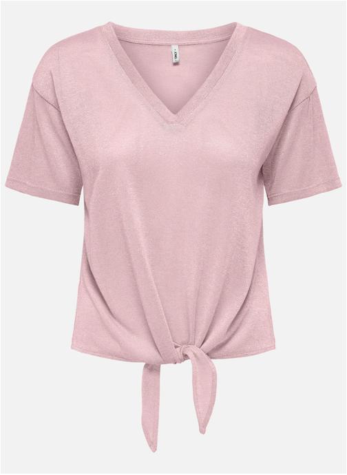 ONLY Tee-shirts T-shirt col v droit - 15369755 femme rose
