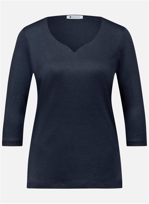 Street One Tee-shirts T-shirt col v manches 3/4 droit - 324527 femme bleu