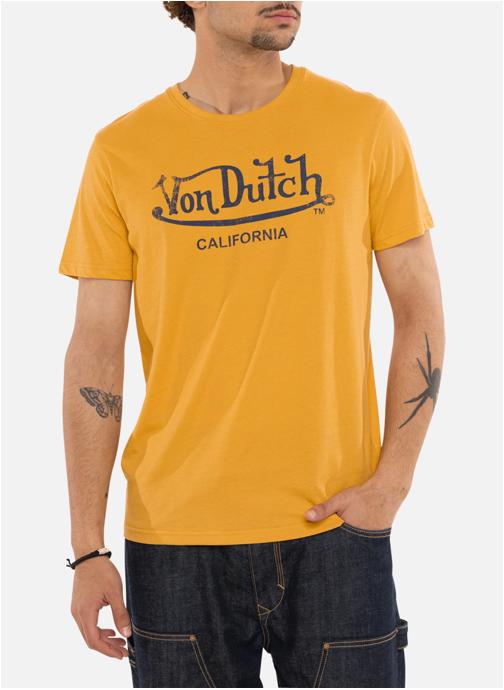 Von Dutch Tee-shirts T-shirt coton col rond droit - Vd/P/1/Tr/First/6A homme jaune
