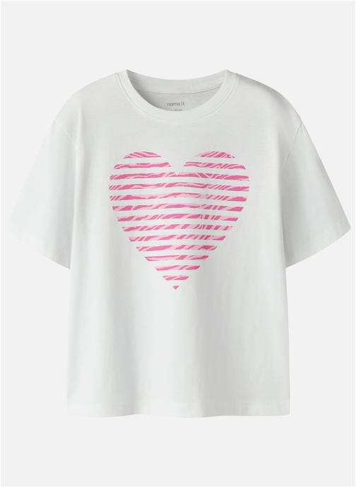 Name it Tee-shirts T-shirt coton biologique col rond droit - 13254496 fille blanc