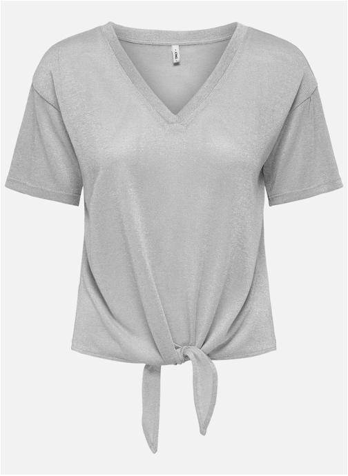 ONLY Tee-shirts T-shirt col v droit - 15369755 femme gris