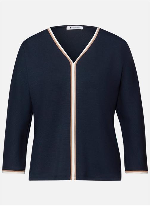 Street One Tee-shirts T-shirt col v manches 3/4 droit - 324793 femme bleu