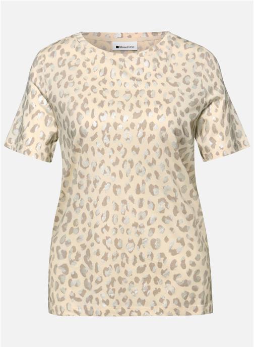 Street One Tee-shirts T-shirt animalier col rond droit - 324568 femme beige