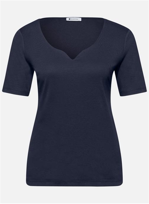 Street One Tee-shirts T-shirt col v ajusté - 324775 femme bleu