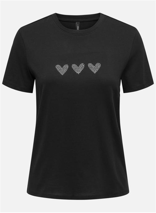 ONLY Tee-shirts T-shirt coton biologique col rond droit - 15343771 femme noir
