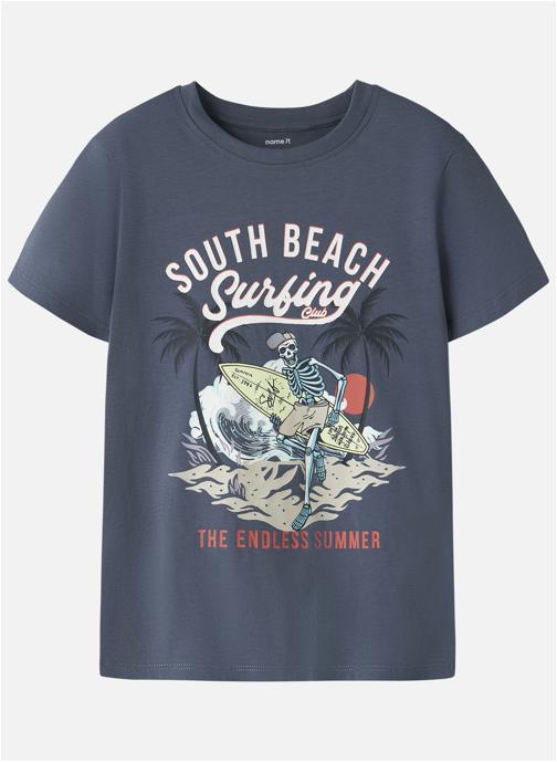 Name it Tee-shirts T-shirt coton biologique col rond droit - 13254321 garçon bleu