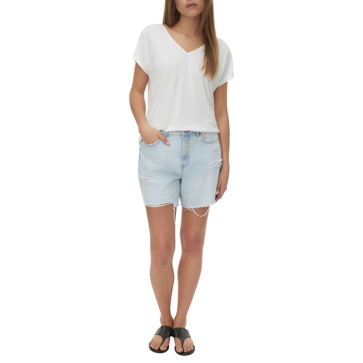 Tee-shirts T-shirt - 10342229 femme blanc Vero Moda Tee-shirts T-shirt - 10342229 femme blanc Blanc