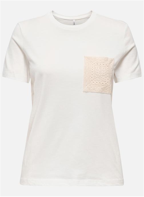 ONLY Tee-shirts T-shirt coton biologique col rond droit - 15369258 femme blanc