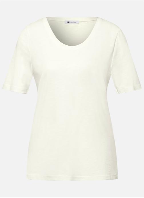Street One Tee-shirts T-shirt col rond ajusté - 324771 femme blanc