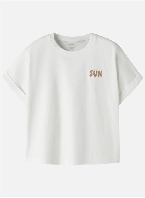 Name it Tee-shirts T-shirt coton biologique col rond droit - 13253523 fille blanc