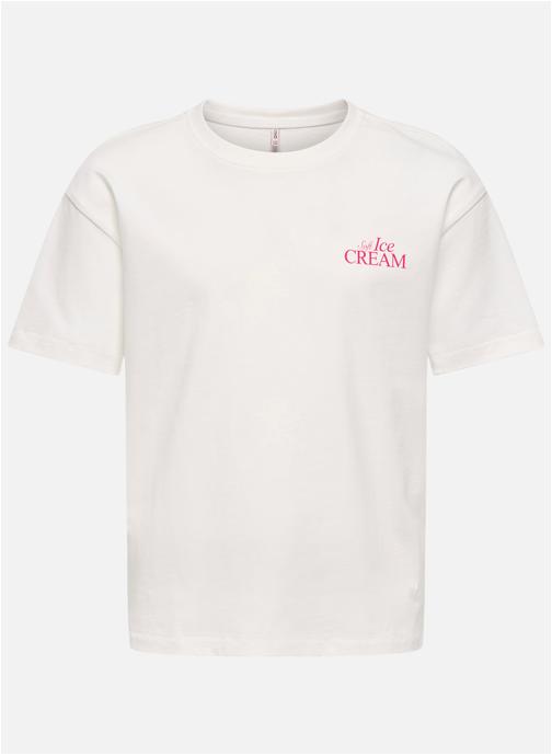 ONLY Tee-shirts T-shirt coton biologique col rond droit - 15347335 fille blanc