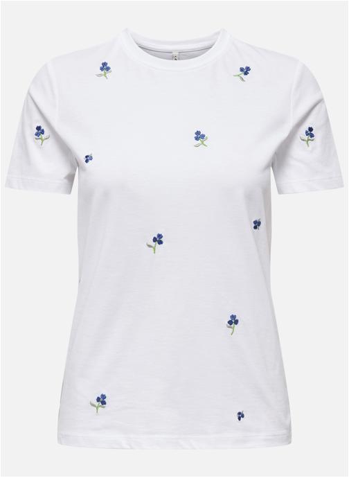 ONLY Tee-shirts T-shirt coton biologique droit - 15288473 femme blanc