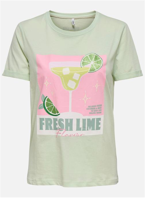 ONLY Tee-shirts T-shirt coton biologique col rond droit - 15291465 femme vert