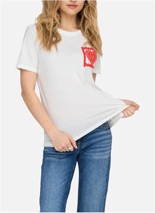ONLY Tee-shirts T-shirt coton biologique droit - 15372348 femme blanc
