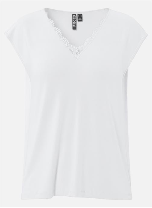 Pieces Tee-shirts T-shirt droit - 17157707 femme blanc