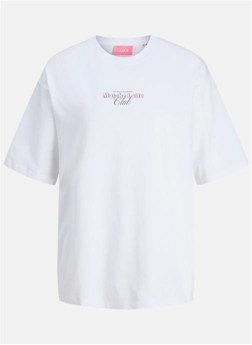 JJXX Tee-shirts T-shirt coton à motifs droit femme blanc