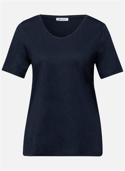 Street One Tee-shirts T-shirt col rond droit - 324771 femme bleu