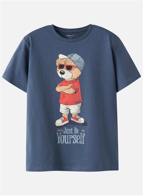 Name it Tee-shirts T-shirt coton biologique col rond droit - 13253724 garçon bleu
