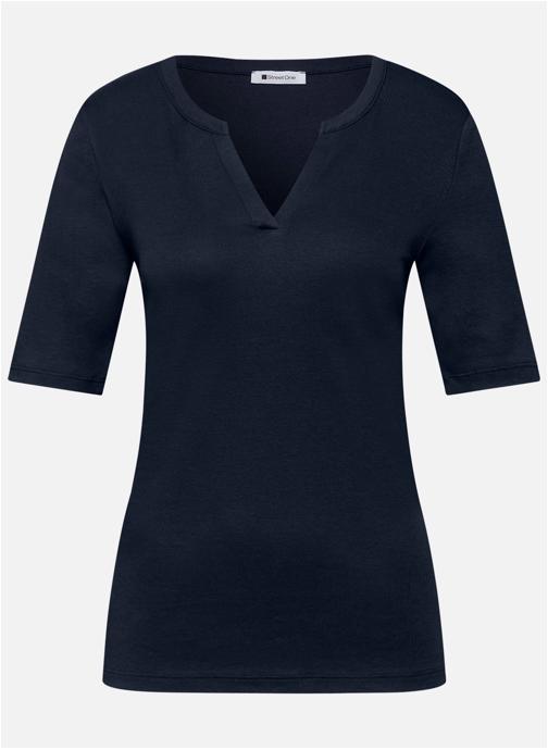 Street One Tee-shirts T-shirt col v ajusté - 324616 femme bleu