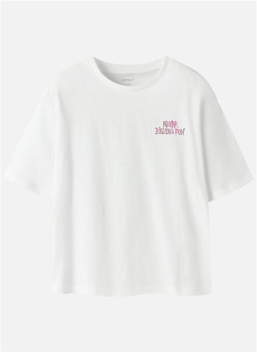 Name it Tee-shirts T-shirt coton biologique col rond droit - 13254522 fille blanc