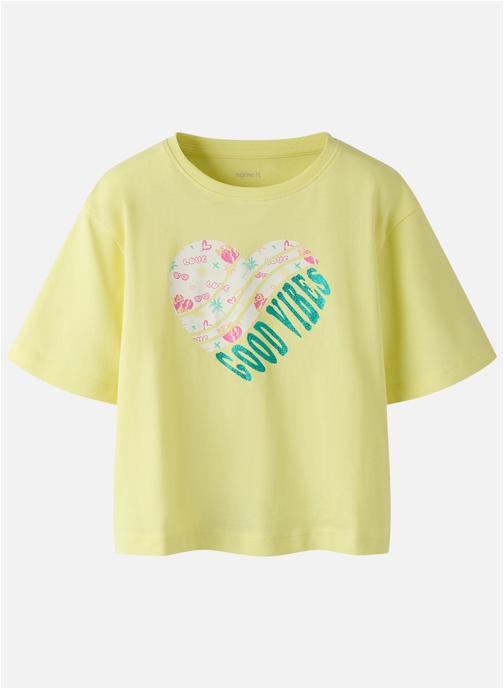 Name it Tee-shirts T-shirt coton biologique col rond droit - 13253436 fille jaune