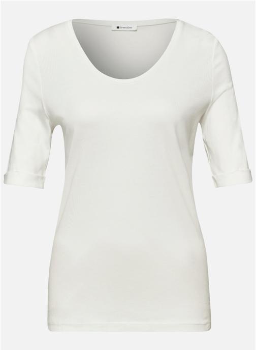 Street One Tee-shirts T-shirt col rond droit - 324528 femme blanc
