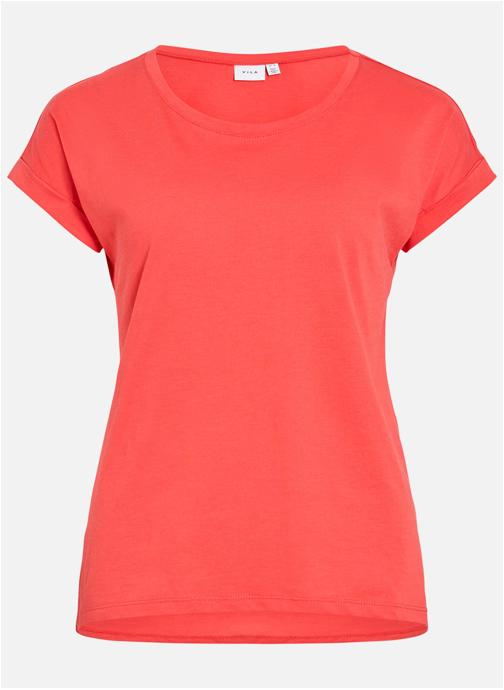 Vila Tee-shirts T-shirt col rond ajusté - 14083083 femme rouge