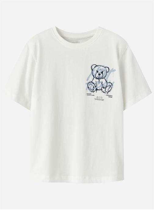 Name it Tee-shirts T-shirt coton biologique col rond droit - 13253718 garçon blanc