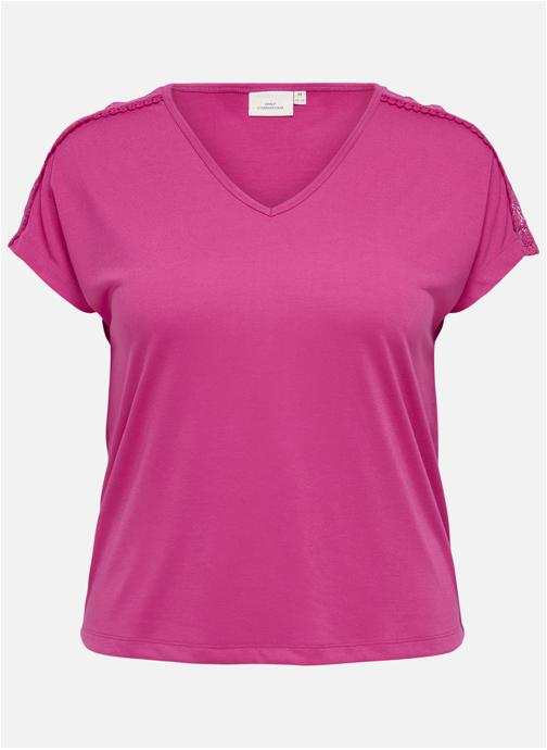 ONLY CARMAKOMA Tee-shirts T-shirt col v ajusté - 15369552 femme rose
