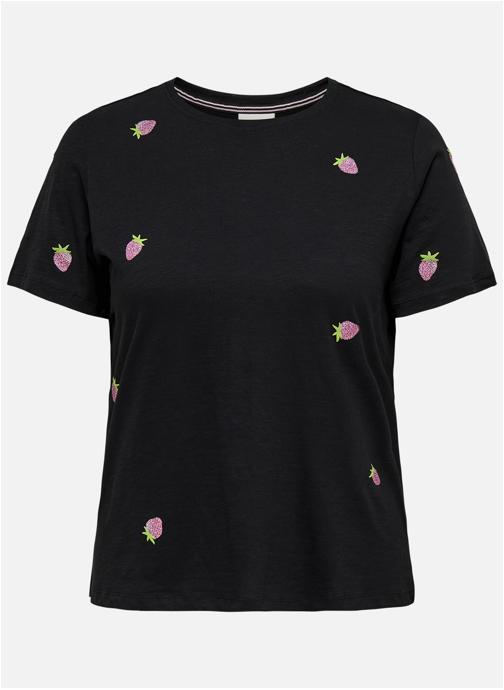 ONLY CARMAKOMA Tee-shirts T-shirt coton biologique col rond ajusté - 15367767 femme noir