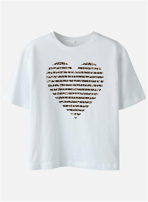 Name it Tee-shirts T-shirt coton biologique col rond droit - 13254496 fille blanc