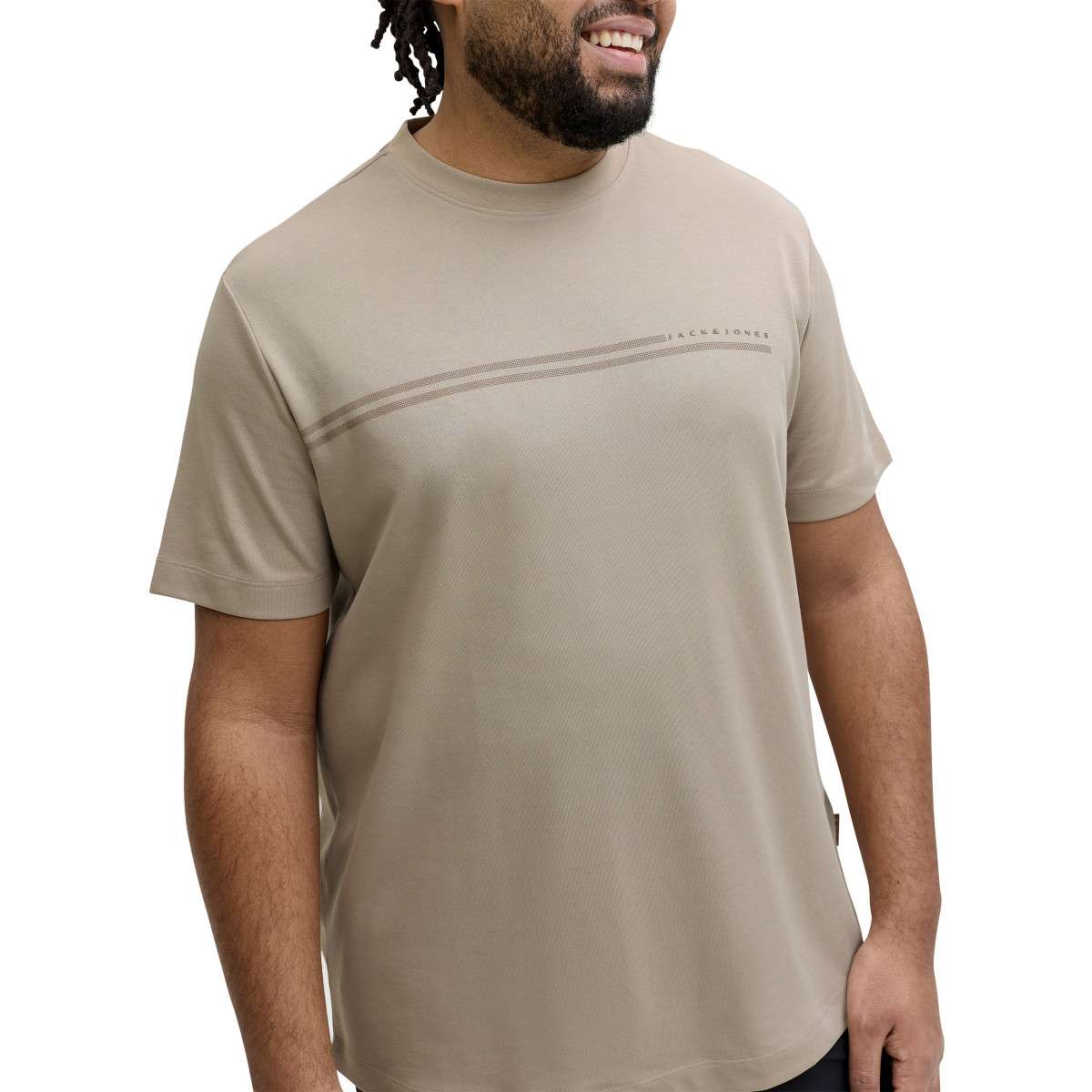 Tee-shirts T-shirt col rond droit - 12297257 homme beige Jack & Jones Plus Tee-shirts T-shirt col rond droit - 12297257 homme beige Beige