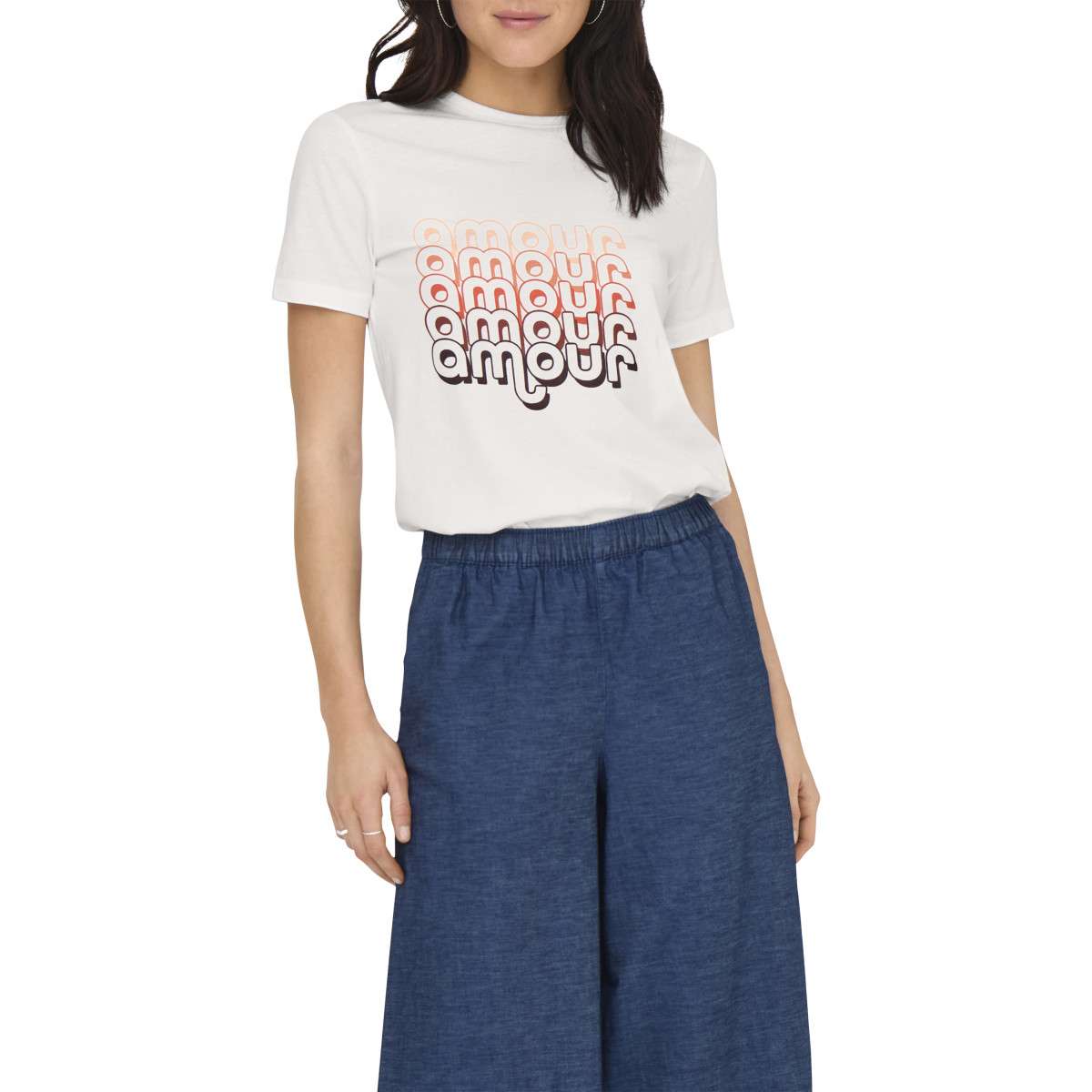 Tee-shirts T-shirt coton droit - 15311702 femme blanc JDY Tee-shirts T-shirt coton droit - 15311702 femme blanc Blanc