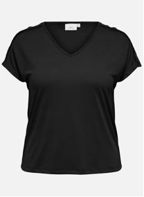 Tee-shirts T-shirt col v ajusté - 15369552 femme noir ONLY CARMAKOMA Tee-shirts T-shirt col v ajusté - 15369552 femme noir Noir