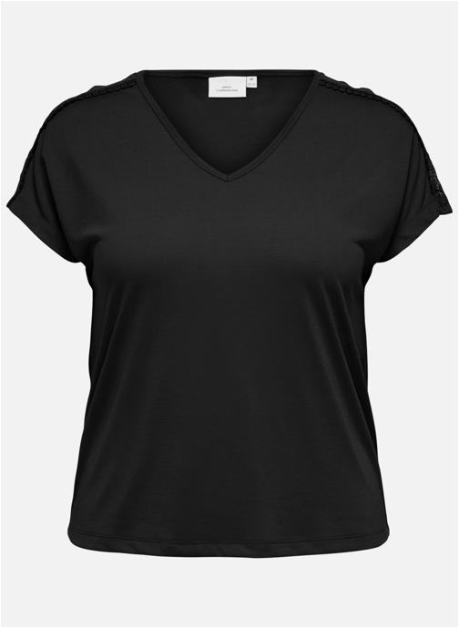 ONLY CARMAKOMA Tee-shirts T-shirt col v ajusté - 15369552 femme noir