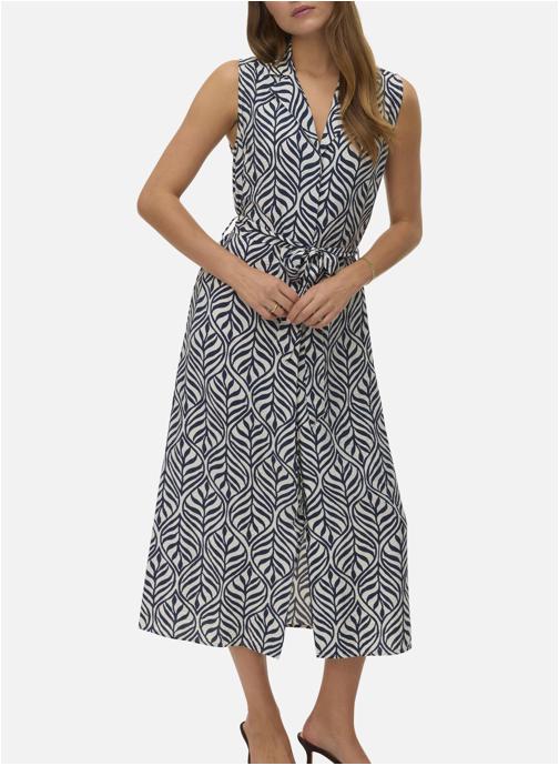 Vero Moda Robes Robe longue à motifs cintrée - 10341594 femme bleu