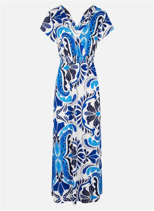 Morgan Robes Robe longue à motifs cintrée - 261-Ralix femme bleu