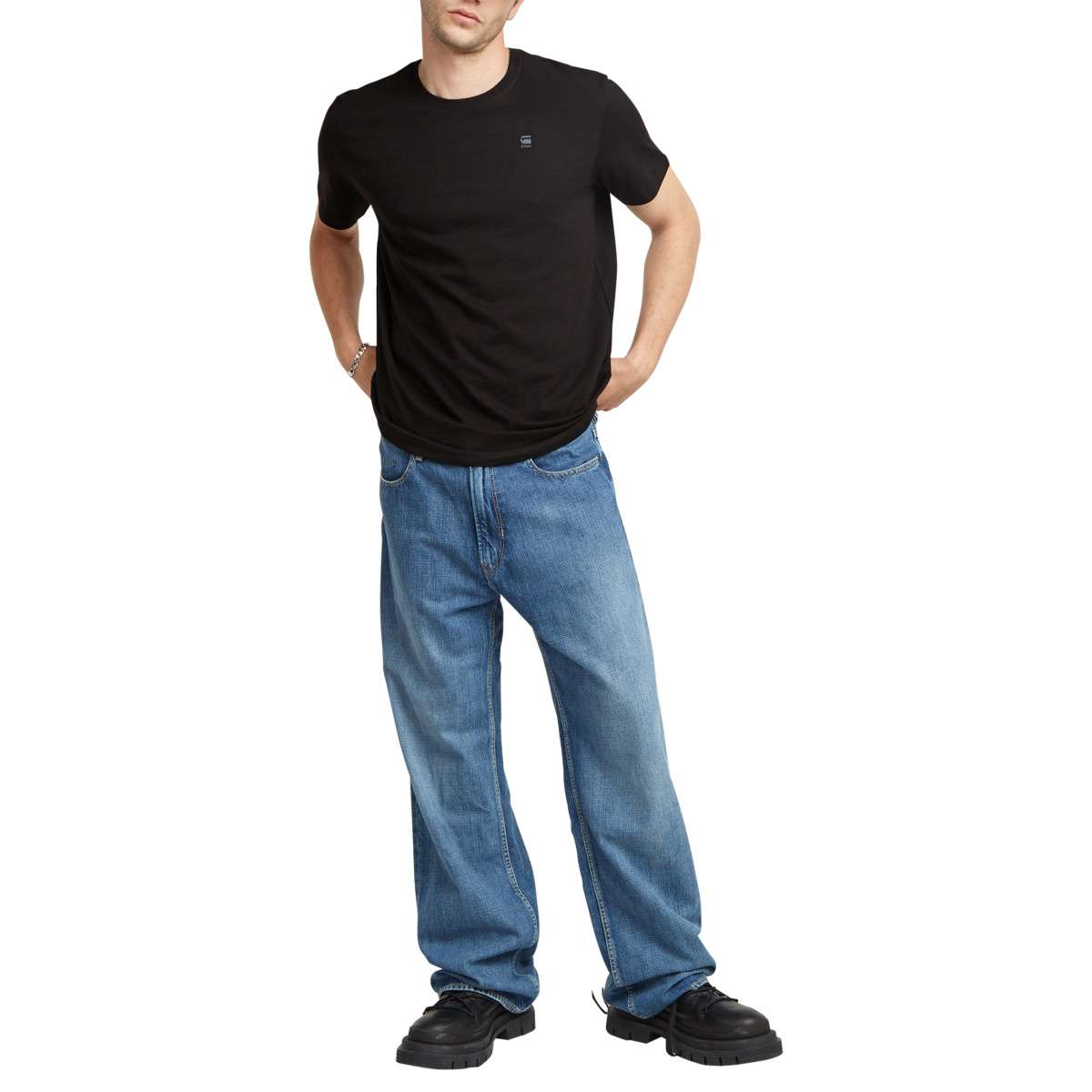 Tee-shirts T-shirt coton biologique col rond droit - D16411-336 homme noir G-Star RAW Tee-shirts T-shirt coton biologique col rond droit - D16411-336 homme noir Noir